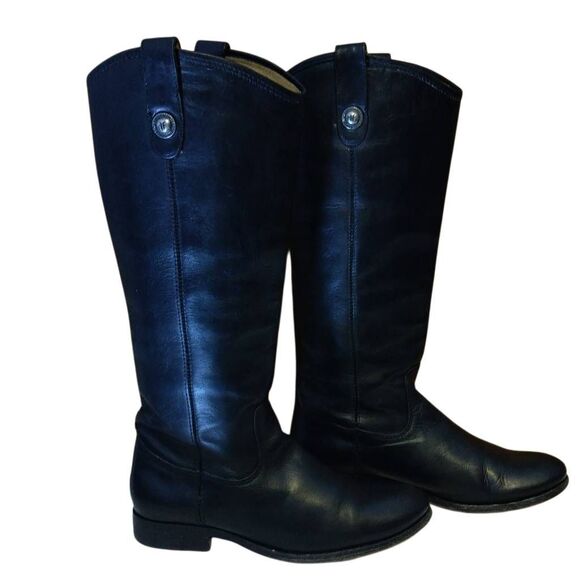 Frye Boots Melissa Lug Button Tall Wide Calf Women's Size 6.5 Black Leather - Picture 4 of 12